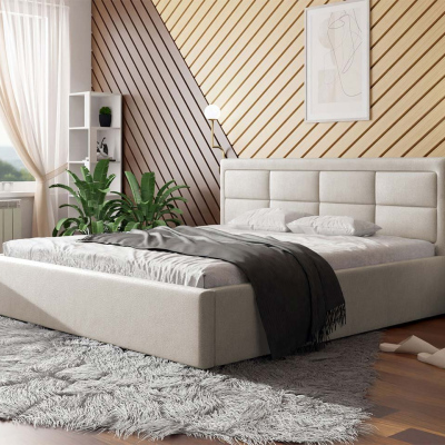 Manželská postel s roštem 180x200 PALIGEN 2 - krémová