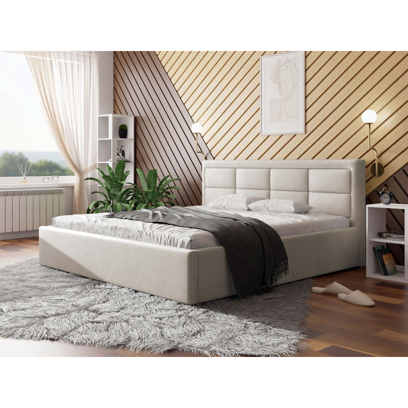 Manželská postel s roštem 180x200 PALIGEN 2 - krémová