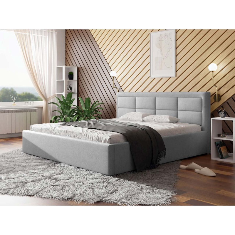 Manželská postel s roštem 200x200 PALIGEN 2 - světlá šedá