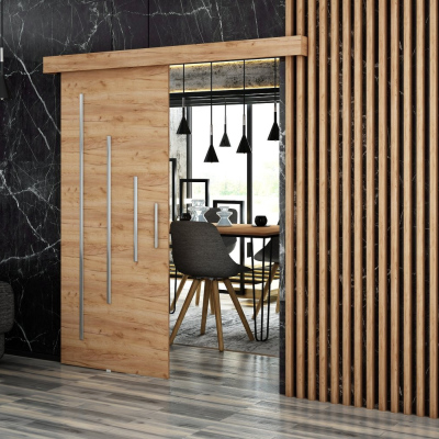 Posuvné dveře se stříbrnými prvky SALOME 11 - dub craft