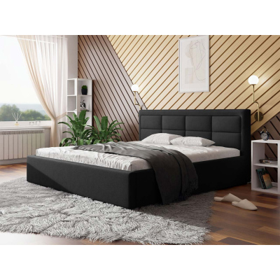 Manželská postel s úložným prostorem a roštem 200x200 PALIGEN 2 - černá