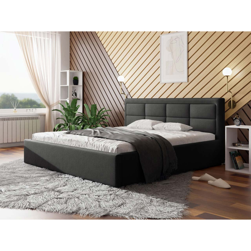 Manželská postel s úložným prostorem a roštem 200x200 PALIGEN 2 - šedá 1