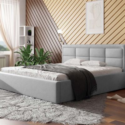 Manželská postel s úložným prostorem a roštem 180x200 PALIGEN 2 - světlá šedá