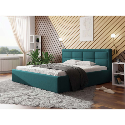 Manželská postel s úložným prostorem a roštem 180x200 PALIGEN 2 - modrá