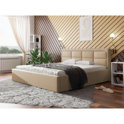 Manželská postel s úložným prostorem a roštem 180x200 PALIGEN 2 - béžová