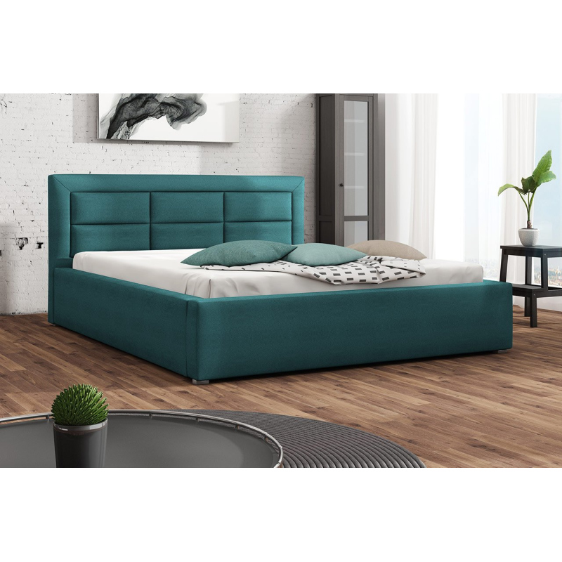 Manželská postel s úložným prostorem a roštem 160x200 PALIGEN 2 - modrá