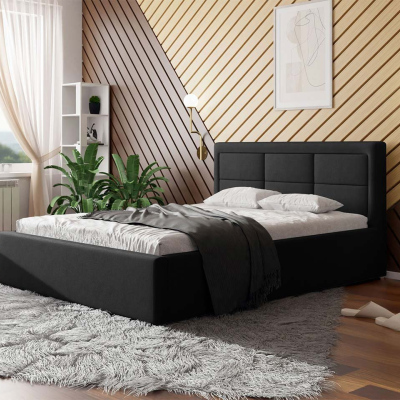 Manželská postel s úložným prostorem a roštem 140x200 PALIGEN 2 - černá
