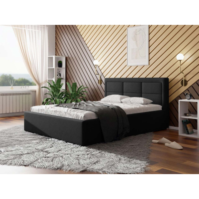 Manželská postel s úložným prostorem a roštem 140x200 PALIGEN 2 - černá