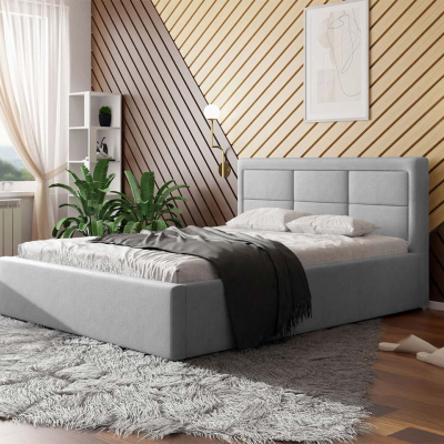 Manželská postel s úložným prostorem a roštem 140x200 PALIGEN 2 - světlá šedá