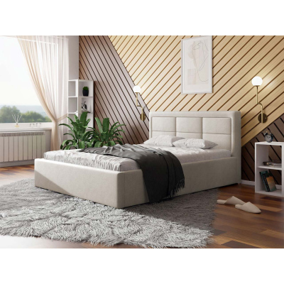Manželská postel s úložným prostorem a roštem 140x200 PALIGEN 2 - krémová