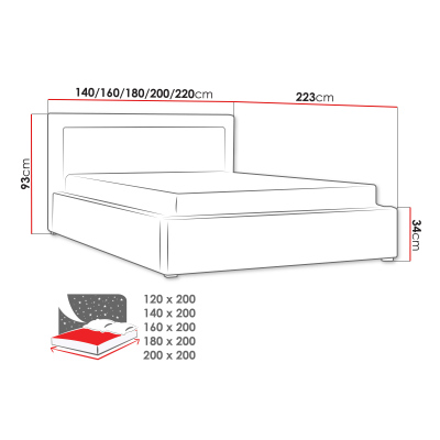 Manželská postel s úložným prostorem a roštem 140x200 PALIGEN 2 - černá