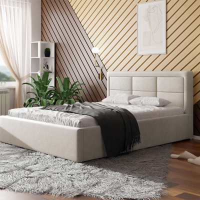 Jednolůžková postel s úložným prostorem a roštem 120x200 PALIGEN 2 - krémová