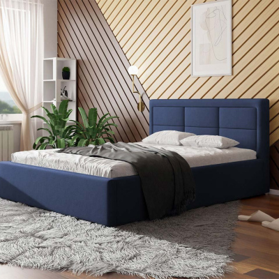 Jednolůžková postel s úložným prostorem a roštem 120x200 PALIGEN 2 - tmavá modrá