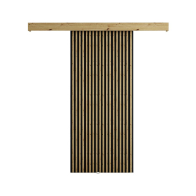 Posuvné dveře s lištami MILANIA - 90 cm, dub artisan / černé
