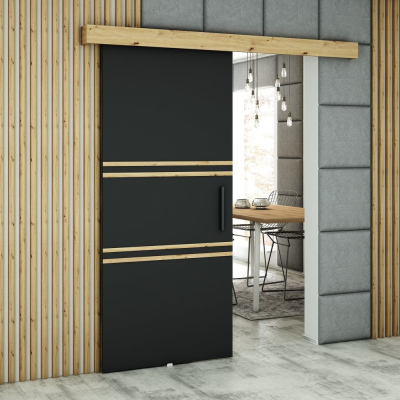 Posuvné dveře LORETA 10 - 90 cm, černé / dub artisan