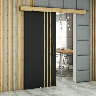 Posuvné dveře LORETA 5 - 90 cm, černé / dub artisan