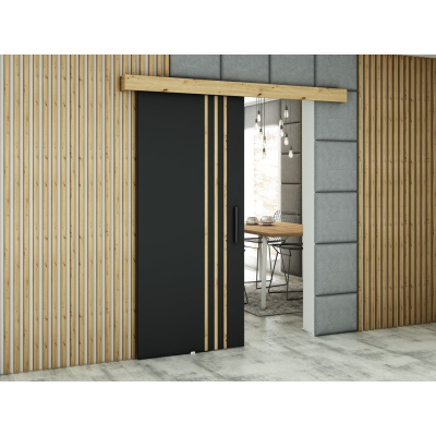 Posuvné dveře LORETA 5 - 90 cm, černé / dub artisan