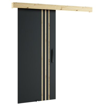 Posuvné dveře LORETA 5 - 90 cm, černé / dub artisan
