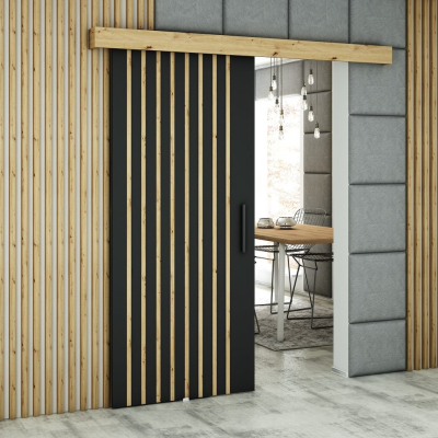 Posuvné dveře LORETA 3 - 90 cm, černé / dub artisan