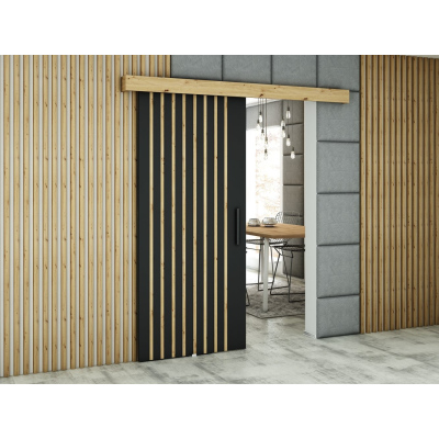 Posuvné dveře LORETA 3 - 90 cm, černé / dub artisan