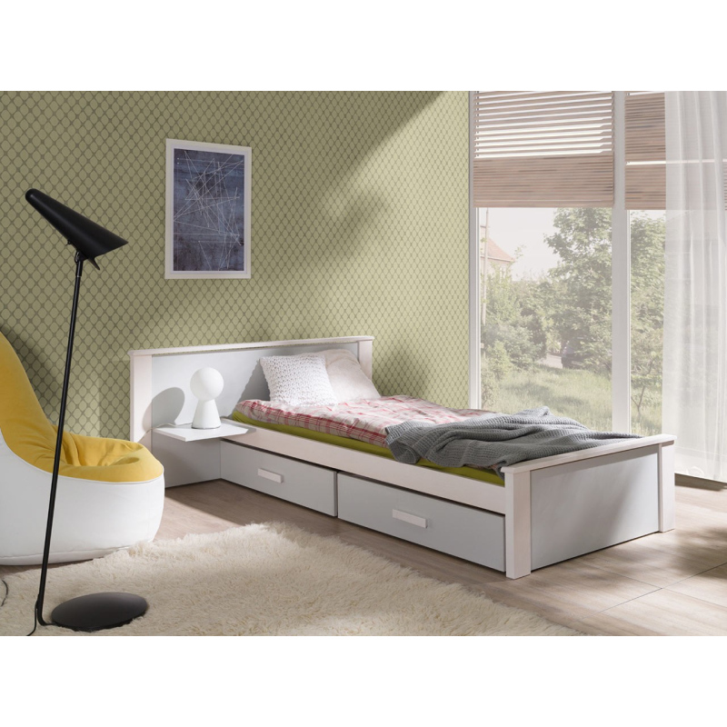 Dětská postel s úložným prostorem 80x180 POLCH PLUS - bílá / šedá