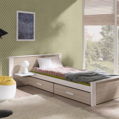 Dětská postel s úložným prostorem 80x180 POLCH PLUS - bílá / dub sonoma