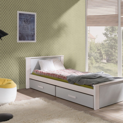 Dětská postel s úložným prostorem 80x180 POLCH - bílá / šedá