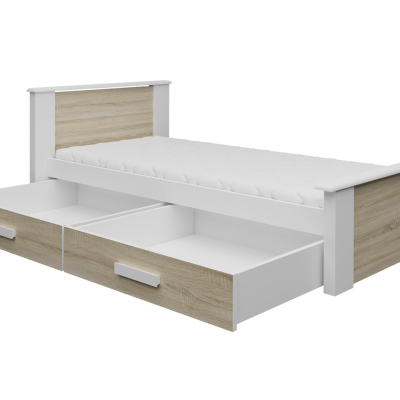 Dětská postel s úložným prostorem 90x200 POLCH - bílá / šedá