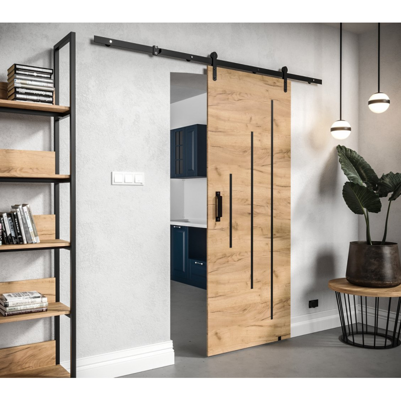Posuvné dveře s kováním LEONTINA 4 - 90 cm, dub craft