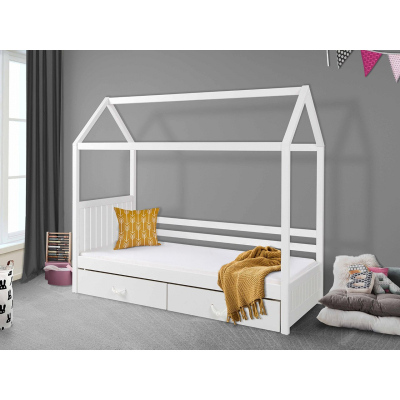 Dětská postel domeček 90x200 NEBRA - bílá