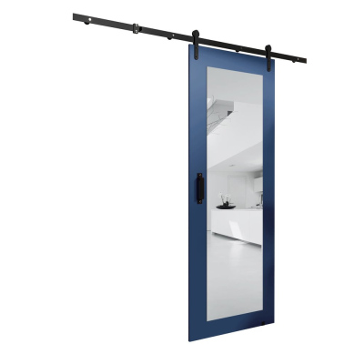 Posuvné dveře s kováním a zrcadlem LEONTINA 2 - 90 cm, modré