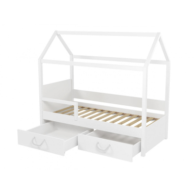 Dětská postel domeček se zábranou 80x180 SONTRA 2 - bílá