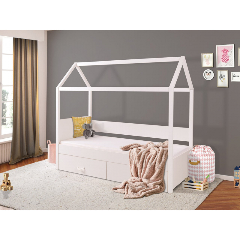 Domečková dětská postel 90x200 SONTRA 1 - bílá