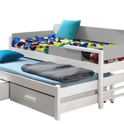 Dětská postel s přistýlkou 80x180 SELTERS - bílá / dub lanýž