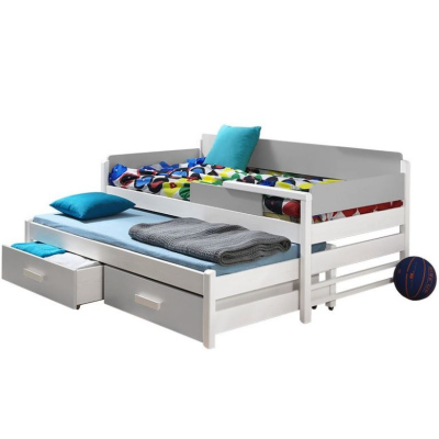 Dětská postel s přistýlkou 90x200 SELTERS - bílá / šedá