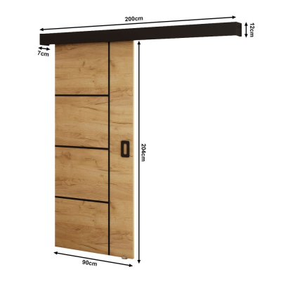 Posuvné dveře BORISA 4 - 90 cm, dub craft