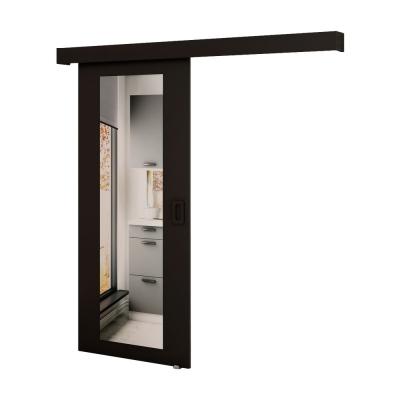 Posuvné dveře se zrcadlem BORISA 2 - 90 cm, černé