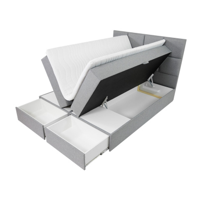 Manželská boxpringová postel 200x200 LUGAU - bílá ekokůže
