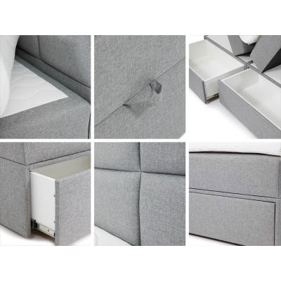 Manželská boxspringová postel 180x200 LUGAU - bílá ekokůže