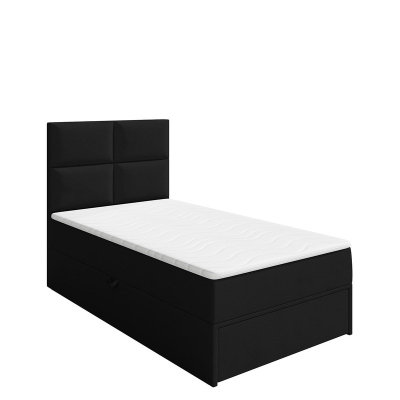 Jednolůžková boxpringová postel 100x200 LUGAU - černá ekokůže, pravé provedení