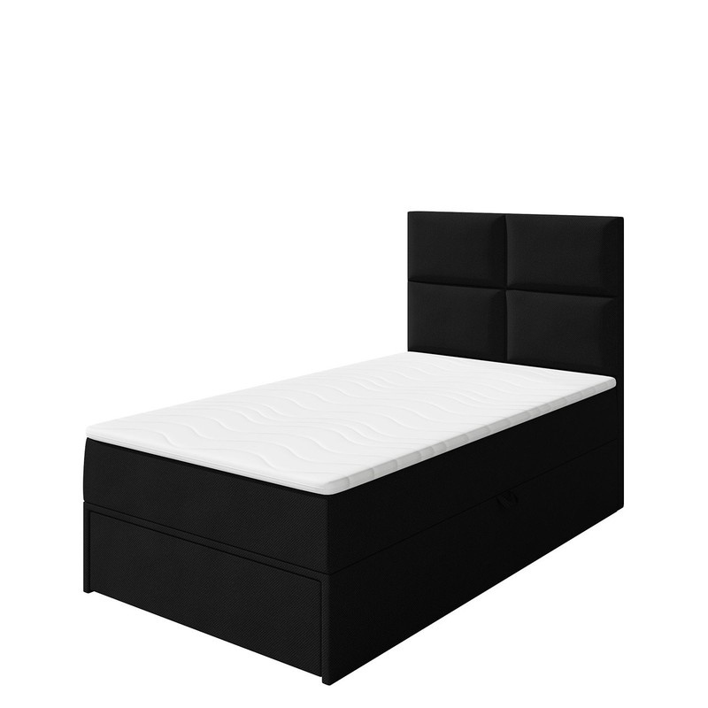 Jednolůžková boxpringová postel 100x200 LUGAU - černá, levé provedení