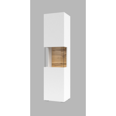 Vysoká prosklená vitrína BONA - bílá / wotan