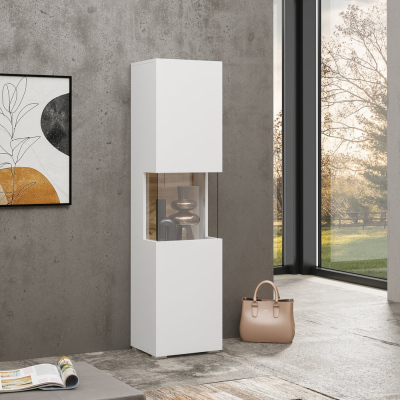 Vysoká prosklená vitrína BONA - bílá / wotan