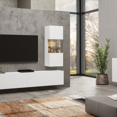 Vysoká prosklená vitrína BONA - bílá / wotan