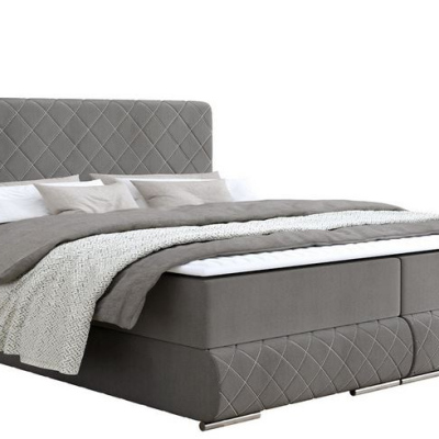 Manželská kontinentální postel 160x200 VELEN - šedá + topper ZDARMA