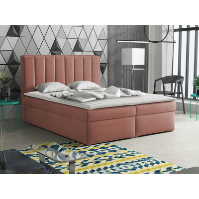 Kontinentální manželská postel 160x200 TARNEWITZ 1 - růžová + topper ZDARMA