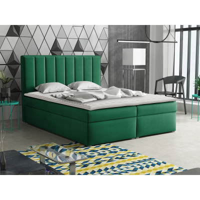 Kontinentální manželská postel 160x200 TARNEWITZ 1 - zelená + topper ZDARMA