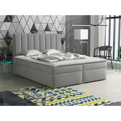 Kontinentální manželská postel 160x200 TARNEWITZ 1 - šedá + topper ZDARMA