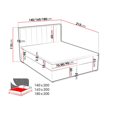 Kontinentální manželská postel 180x200 TARNEWITZ 1 - hnědá + topper ZDARMA