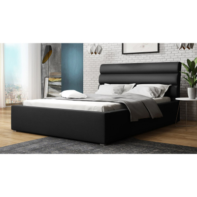 Manželská postel s úložným prostorem a roštem 180x200 BORZOW - černá